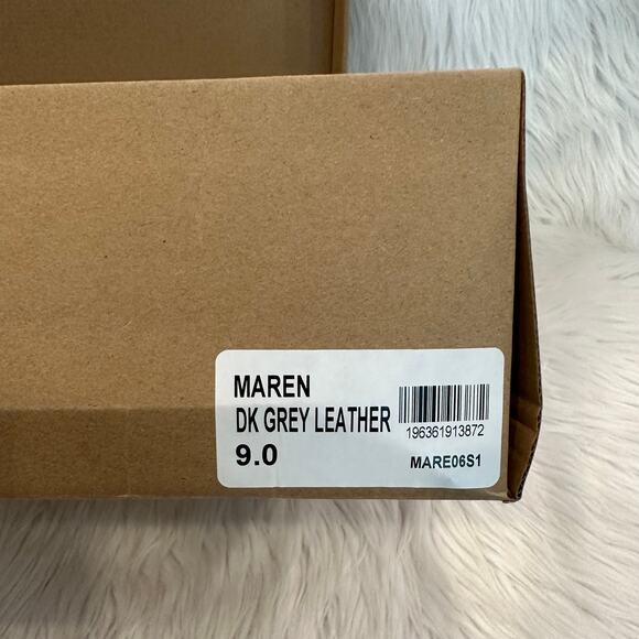 Steve Madden Maren Leather Mid-Calf Chelsea Boots Block Low Heel Dark Gray - Picture 7 of 8